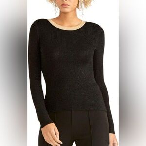 Rachel Roy Metallic crewneck long sleeve stretch top